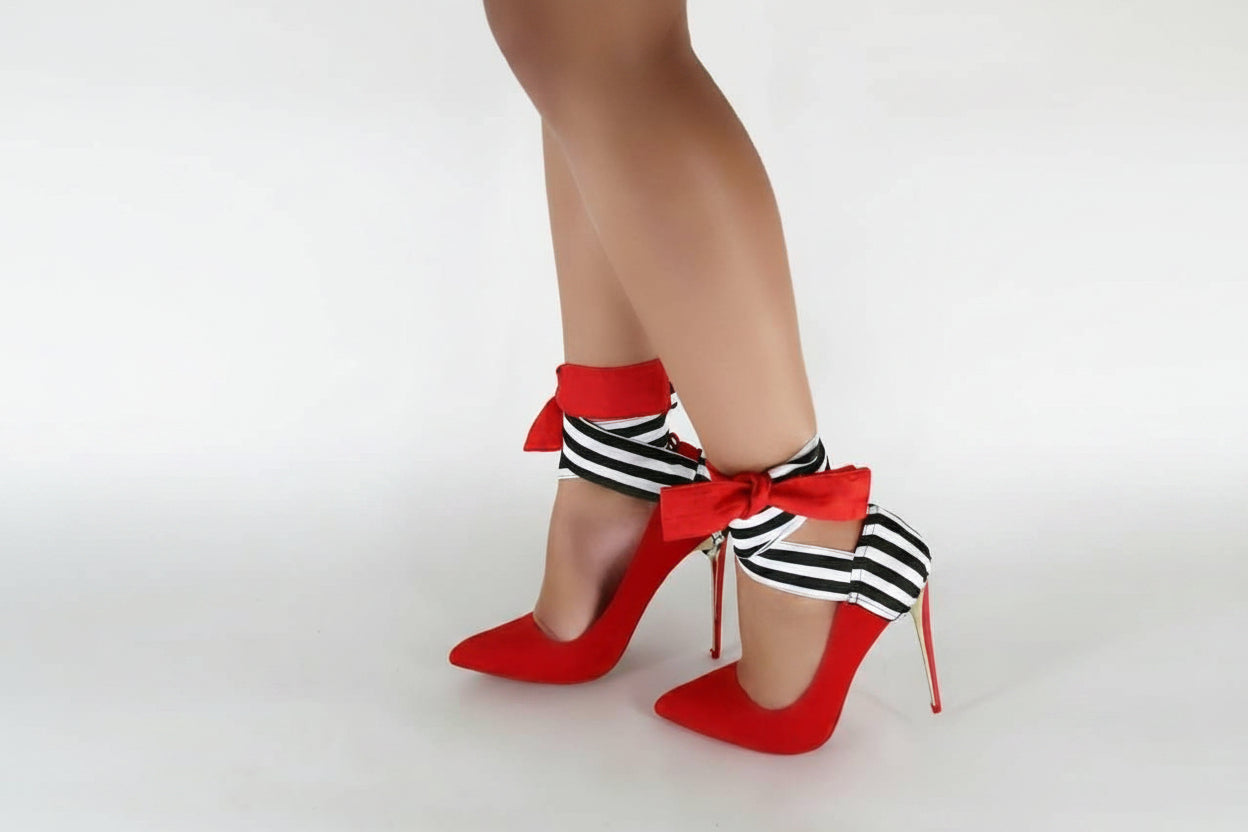 mariana heel ribbons - Raw Strawberry