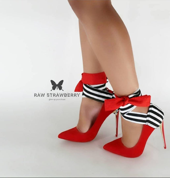 mariana heel ribbons - Raw Strawberry