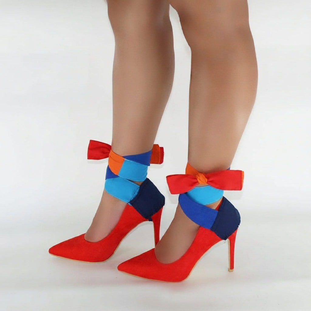 colourful heel ribbons - Raw Strawberry