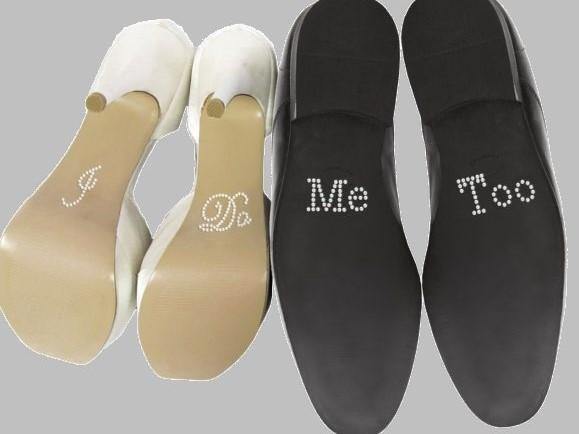 "I do, Me Too" rhinestone appliques - Raw Strawberry