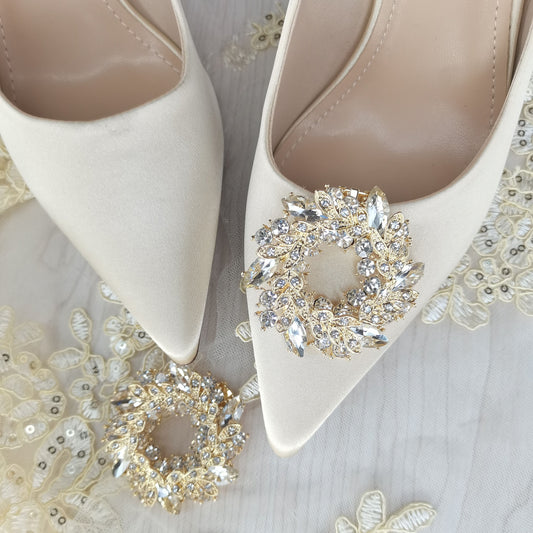 round gold rhinestone